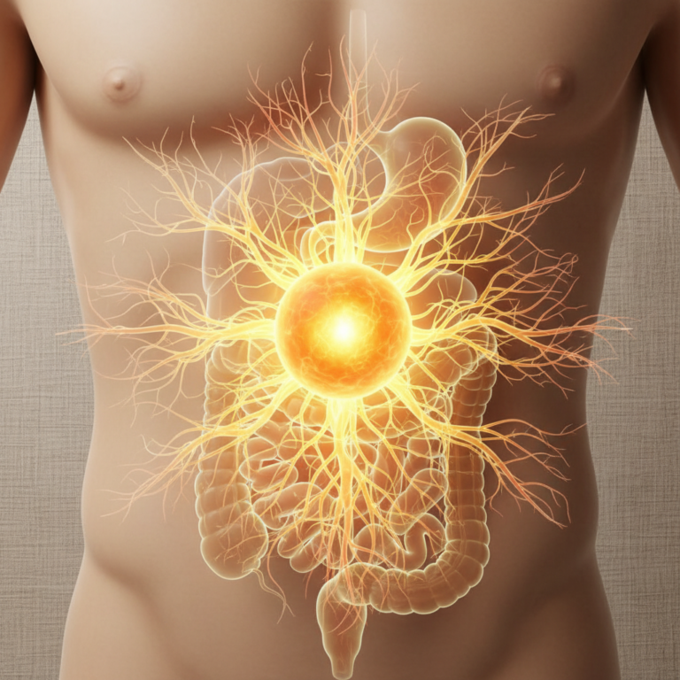 Illustration réaliste sur Plexus solaire : lien entre nerfs et énergie intérieure