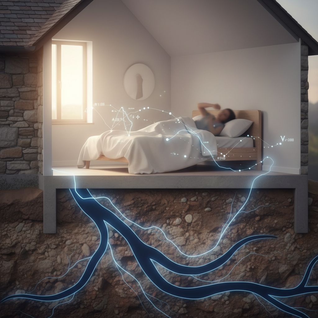 Illustration réaliste sur Source sous la maison : impact sur le sommeil et solutions